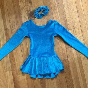 Kids Blue Sparkle Skater Costume with Scrunchie